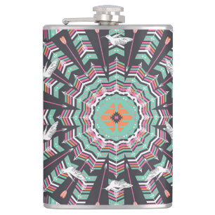 Aztec Geometric: farbiges Zirkelmuster Flachmann