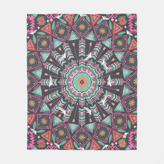 Aztec Geometric: farbiges Zirkelmuster Fleecedecke (Vorderseite)