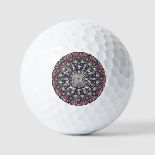 Aztec Geometric: farbiges Zirkelmuster Golfball (Vorderseite)