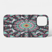 Aztec Geometric: farbiges Zirkelmuster iPhone Hülle (Rückseite (Horizontal))