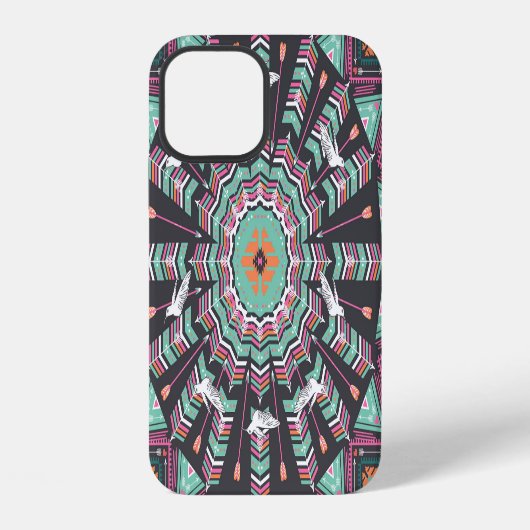 Aztec Geometric: farbiges Zirkelmuster iPhone Hülle (Rückseite)