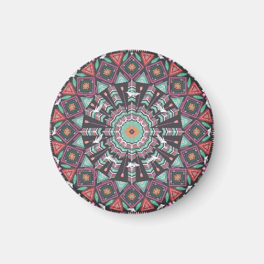 Aztec Geometric: farbiges Zirkelmuster Magnet (Vorne)