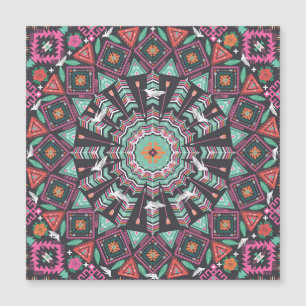 Aztec Geometric: farbiges Zirkelmuster Magnetkarte
