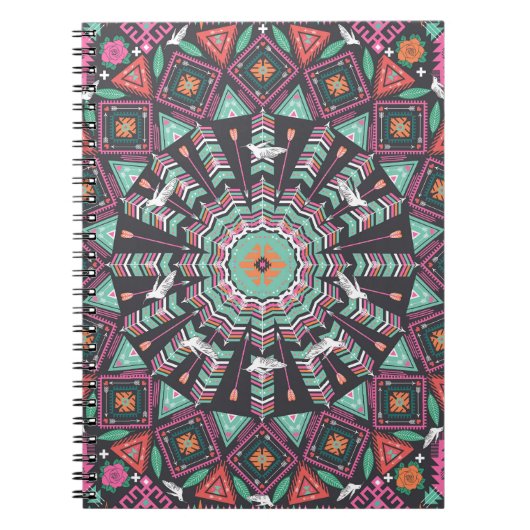 Aztec Geometric: farbiges Zirkelmuster Notizblock (Vorderseite)