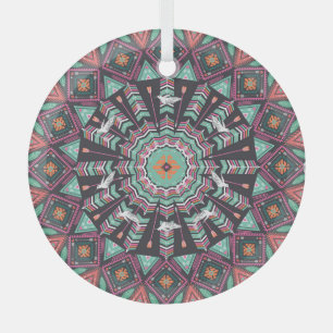 Aztec Geometric: farbiges Zirkelmuster Ornament Aus Glas