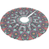Aztec Geometric: farbiges Zirkelmuster Polyester Weihnachtsbaumdecke (Schrägansicht)