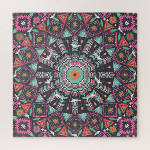 Aztec Geometric: farbiges Zirkelmuster Puzzle