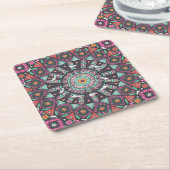 Aztec Geometric: farbiges Zirkelmuster Rechteckiger Pappuntersetzer (angewinkelt)