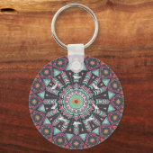 Aztec Geometric: farbiges Zirkelmuster Schlüsselanhänger (Rückseite)