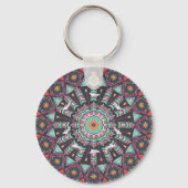 Aztec Geometric: farbiges Zirkelmuster Schlüsselanhänger (Rückseite)