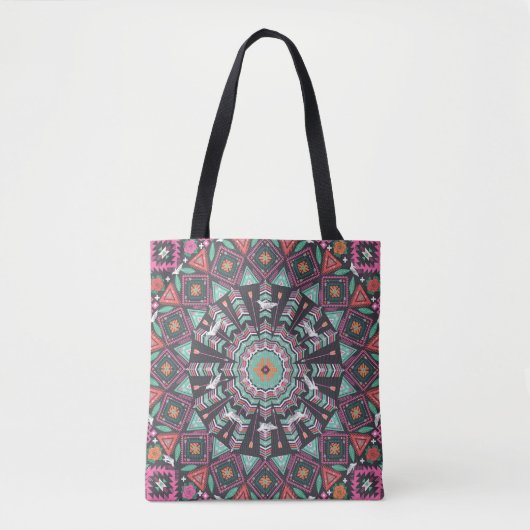 Aztec Geometric: farbiges Zirkelmuster Tasche (Vorderseite)