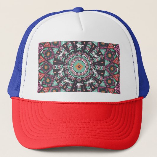 Aztec Geometric: farbiges Zirkelmuster Truckerkappe (Vorderseite)