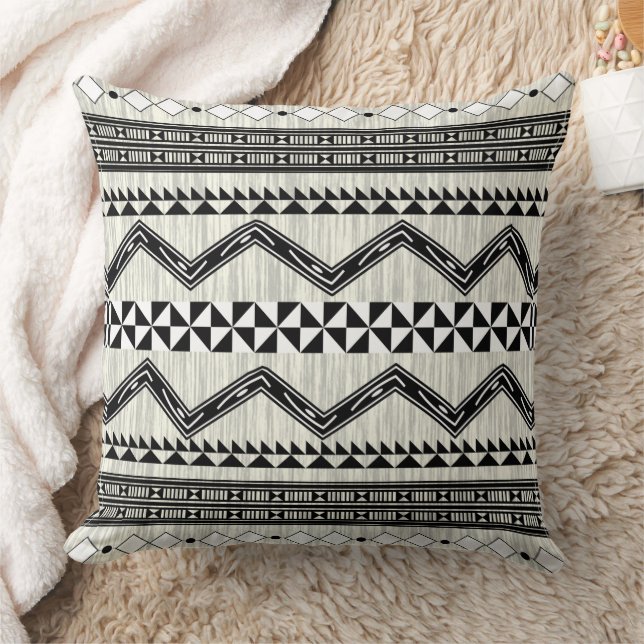 Aztec Geometric Gray Abstraktes Muster Kissen (Decke)