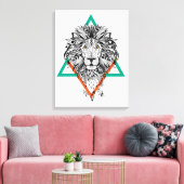 Aztec Geometric Lion Portrait Leinwanddruck (Insitu (Wohnzimmer))