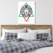 Aztec Geometric Lion Portrait Leinwanddruck (Insitu (Schlafzimmer))