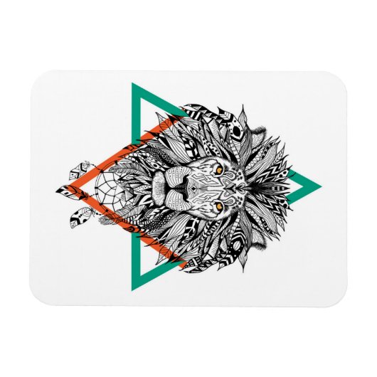 Aztec Geometric Lion Portrait Magnet (Horizontal)