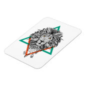 Aztec Geometric Lion Portrait Magnet (Linke Seite)