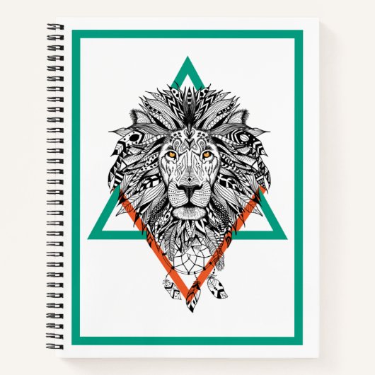 Aztec Geometric Lion Portrait Notizblock (Vorderseite)