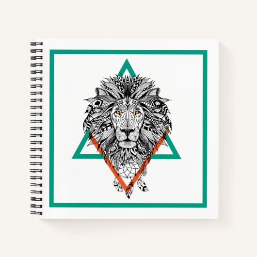 Aztec Geometric Lion Portrait Notizblock (Vorderseite)