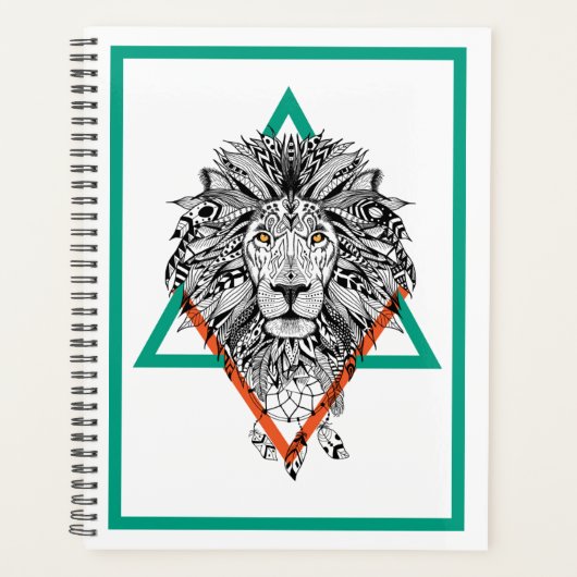 Aztec Geometric Lion Portrait Planer (Vorderseite)