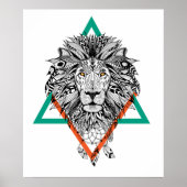 Aztec Geometric Lion Portrait Poster (Vorne)