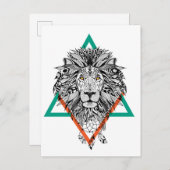Aztec Geometric Lion Portrait Postkarte (Vorne/Hinten)