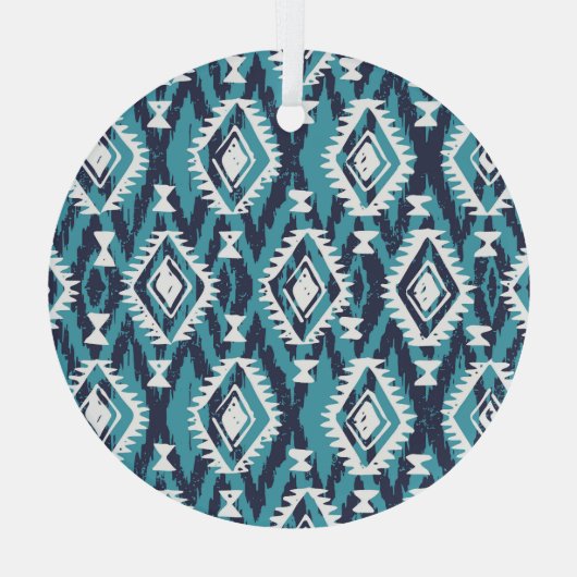 Aztec Geometric Tribal Navajo Print Ornament Aus Glas (Rückseite)