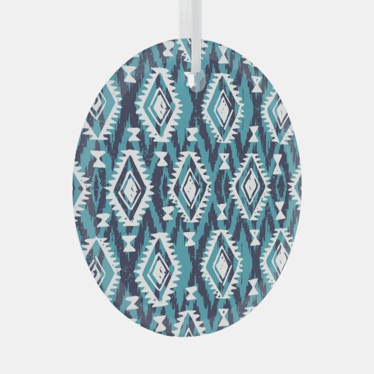 Aztec Geometric Tribal Navajo Print Ornament Aus Glas (Vorderseite Rechts)