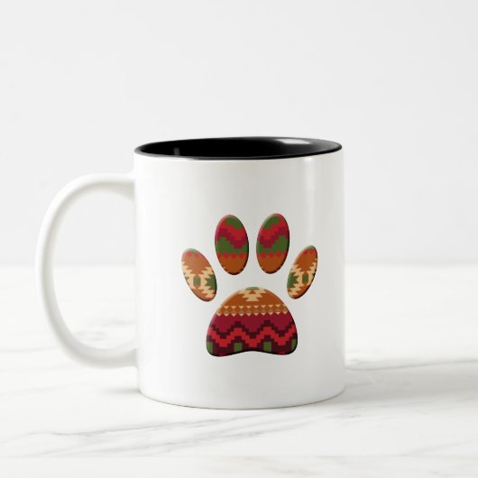 Aztec geometrisches Muster Art Dog Print Zweifarbige Tasse (Links)