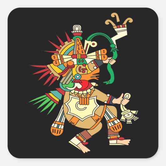 Aztec God Quetzalcoatl Quadratischer Aufkleber (Vorderseite)
