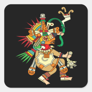 Aztec God Quetzalcoatl Quadratischer Aufkleber