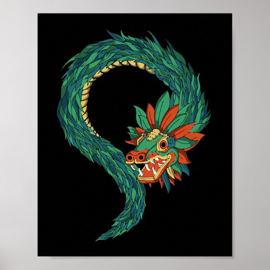 Aztec God Quetzalcoatl Snake Dragon Inca Maya Civi Poster (Vorne)