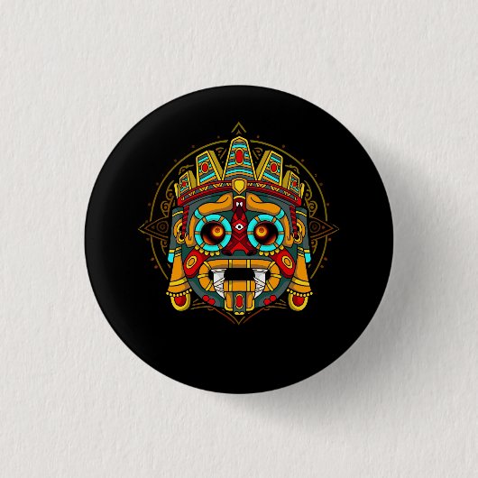 Aztec God Tlaloc Mayan Mythology Deity Mexican Her Button (Vorderseite)