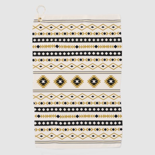 Aztec Gold Black Cream Mixed Motifs Muster Golfhandtuch (Vorderseite)