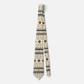Aztec Gold Black Cream Mixed Motifs Muster Krawatte (Vorderseite)
