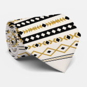 Aztec Gold Black Cream Mixed Motifs Muster Krawatte (Gerollt)