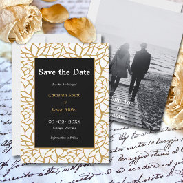 Aztec Gold Color Foliage Kontur Save the Date Einladung