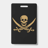 Aztec Gold Skull & Cutlass Pirate Calico Jack Ausweis (Rückseite)