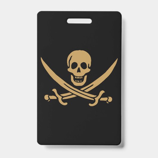 Aztec Gold Skull & Cutlass Pirate Calico Jack Ausweis (Vorderseite)