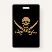 Aztec Gold Skull & Cutlass Pirate Calico Jack Ausweis (Vorderseite)