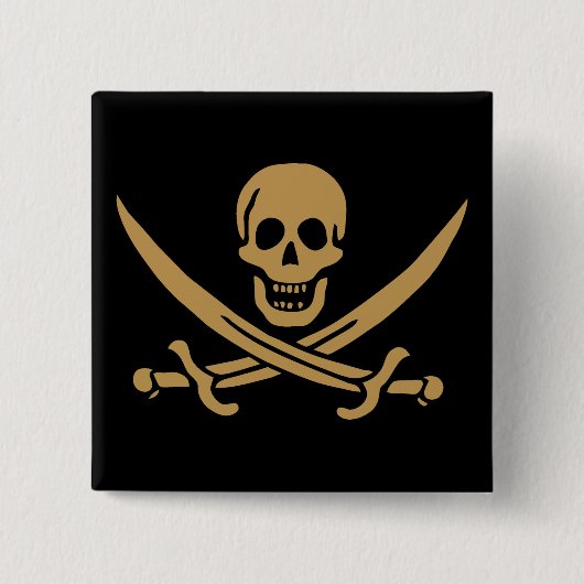 Aztec Gold Skull & Cutlass Pirate Calico Jack Button (Vorderseite)