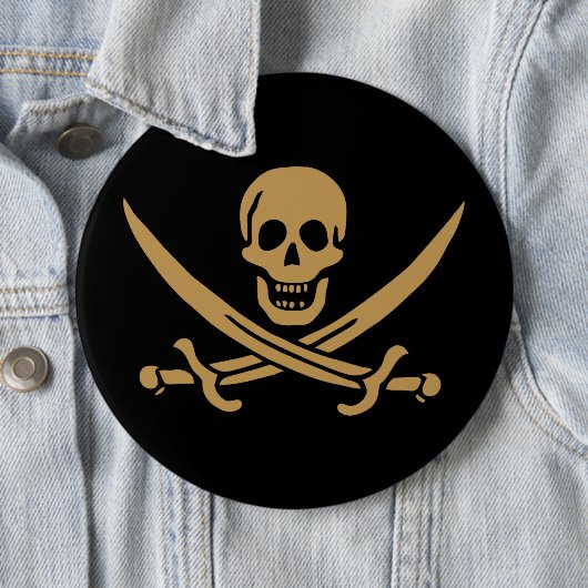Aztec Gold Skull & Cutlass Pirate Calico Jack Button (Beispiel)