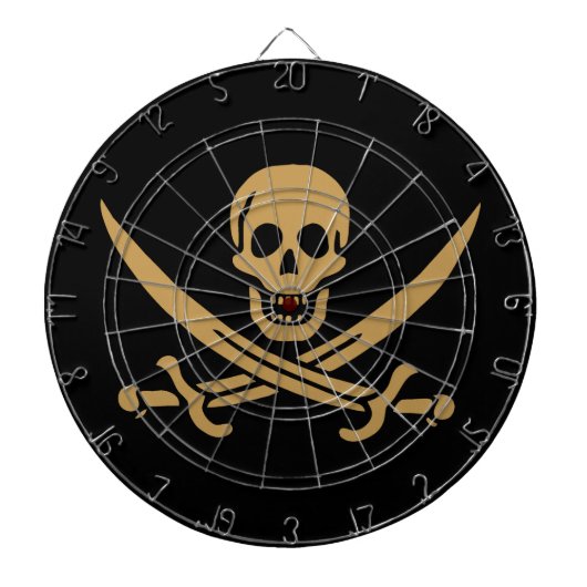 Aztec Gold Skull & Cutlass Pirate Calico Jack Dartscheibe (vorne)