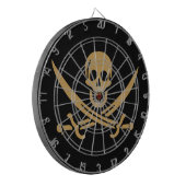 Aztec Gold Skull & Cutlass Pirate Calico Jack Dartscheibe (Vorderseite Links)