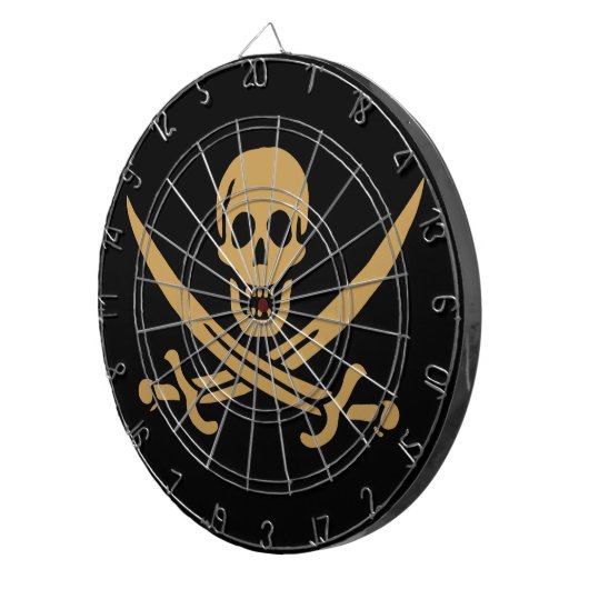 Aztec Gold Skull & Cutlass Pirate Calico Jack Dartscheibe (Vorderseite rechts)