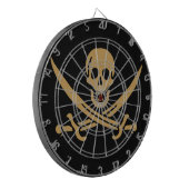 Aztec Gold Skull & Cutlass Pirate Calico Jack Dartscheibe (Vorderseite Links)