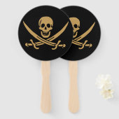 Aztec Gold Skull & Cutlass Pirate Calico Jack Fächer (Vorne und Hinten)