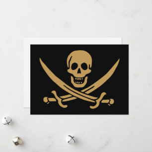 Aztec Gold Skull & Cutlass Pirate Calico Jack Feiertagskarte