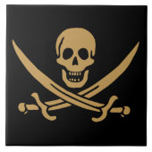 Aztec Gold Skull & Cutlass Pirate Calico Jack Fliese (Vorderseite)