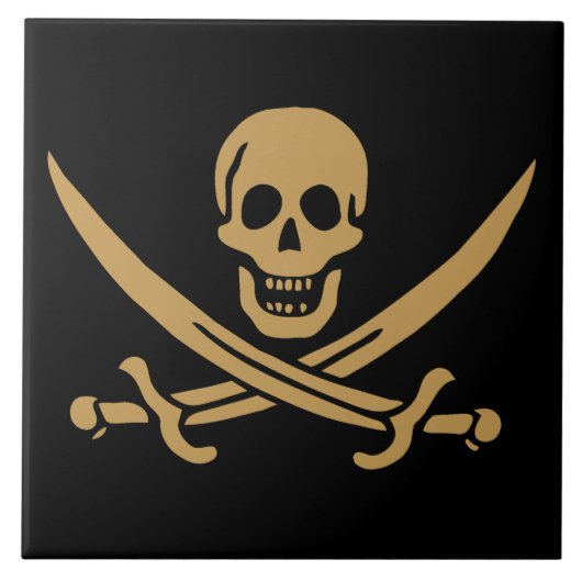 Aztec Gold Skull & Cutlass Pirate Calico Jack Fliese (Vorderseite)